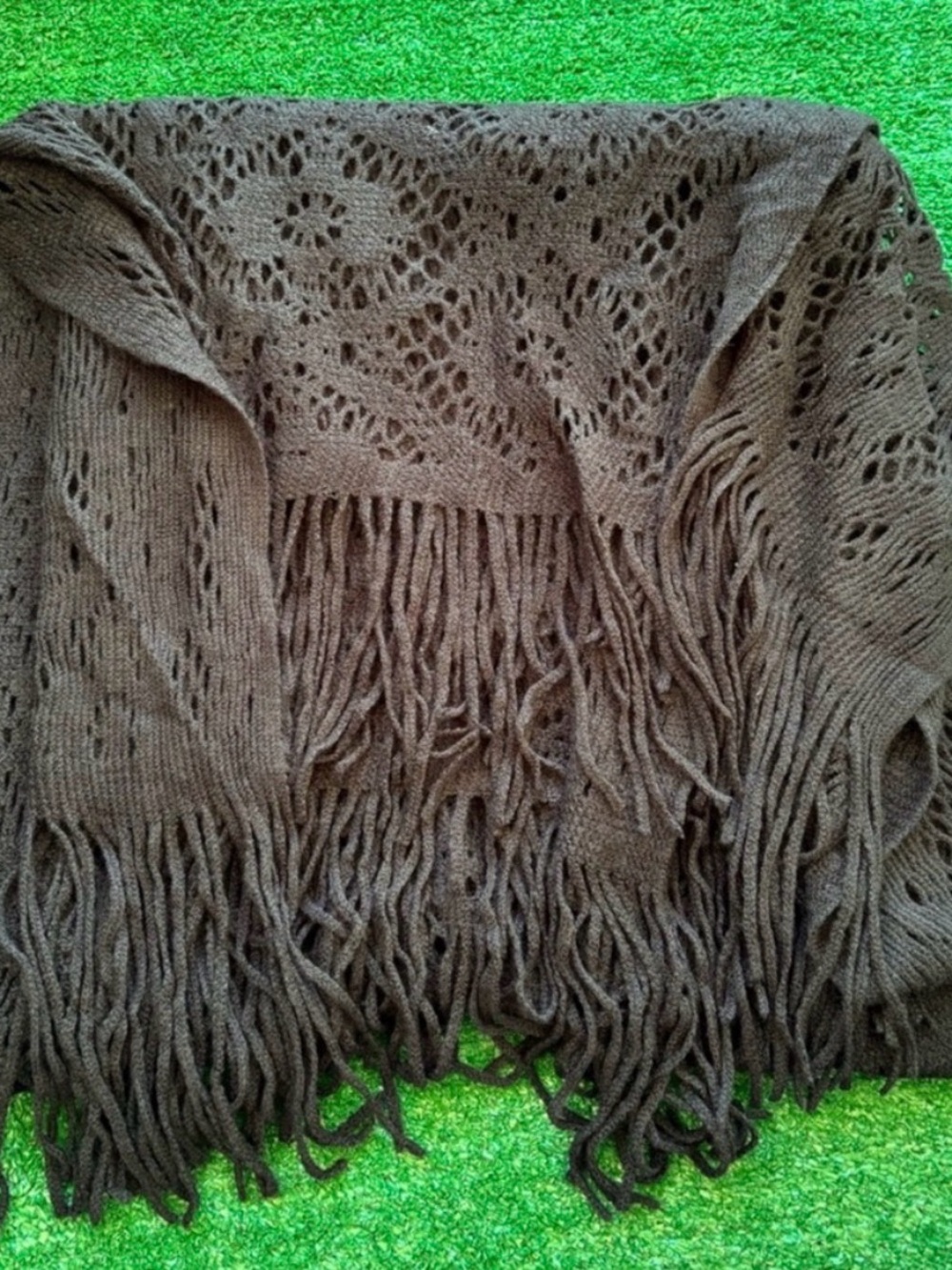 Black Fringe Knit Shawl Wrap - Classic Women’s Scarf